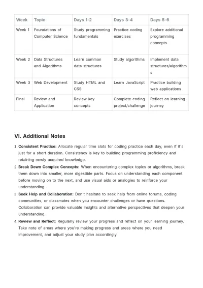 Free 3 Week Study Plan Template to Edit Online