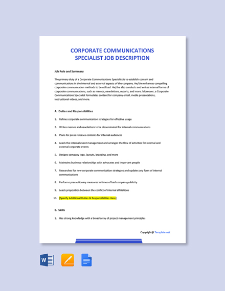 Communication specialist job description salary