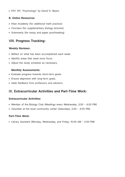 Free Academic Study Plan Template to Edit Online