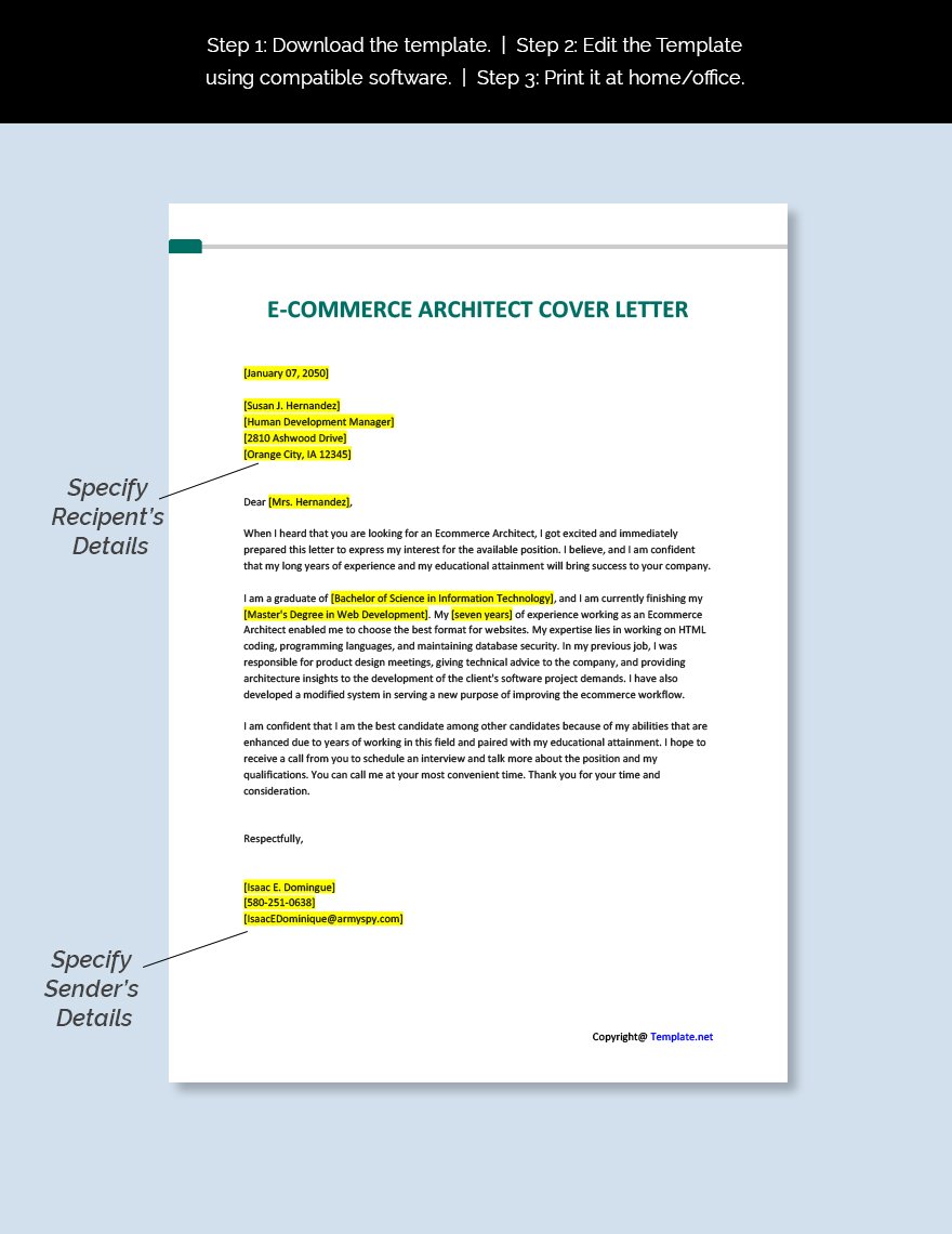 E Commerce Architect Cover Letter