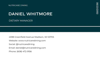 Free Dietary Manager Business Card Template to Edit Online