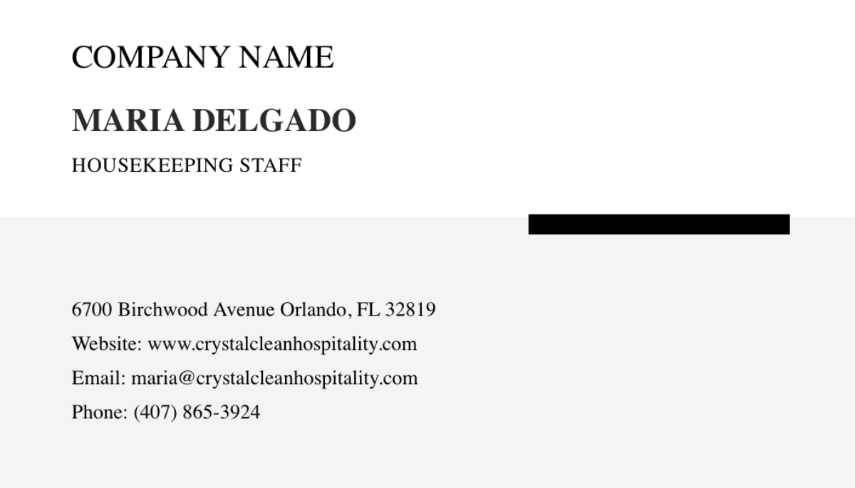 Free Housekeeping Staff Business Card Template to Edit Online