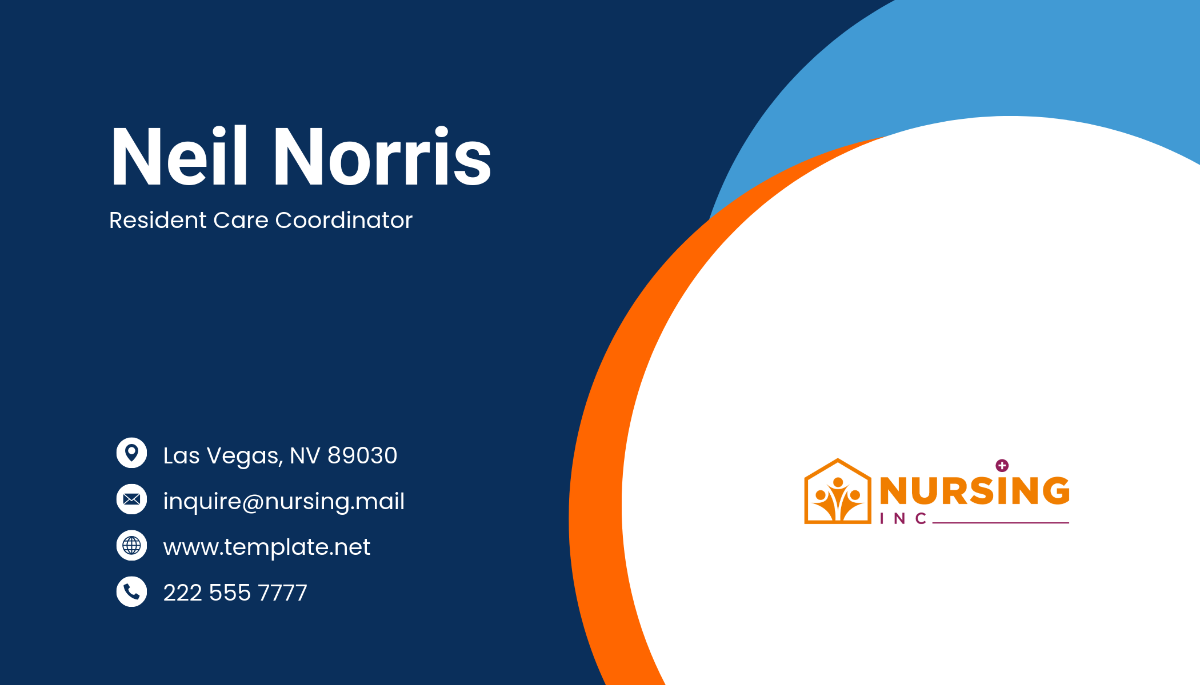 Free Resident Care Coordinator Business Card Template to Edit Online