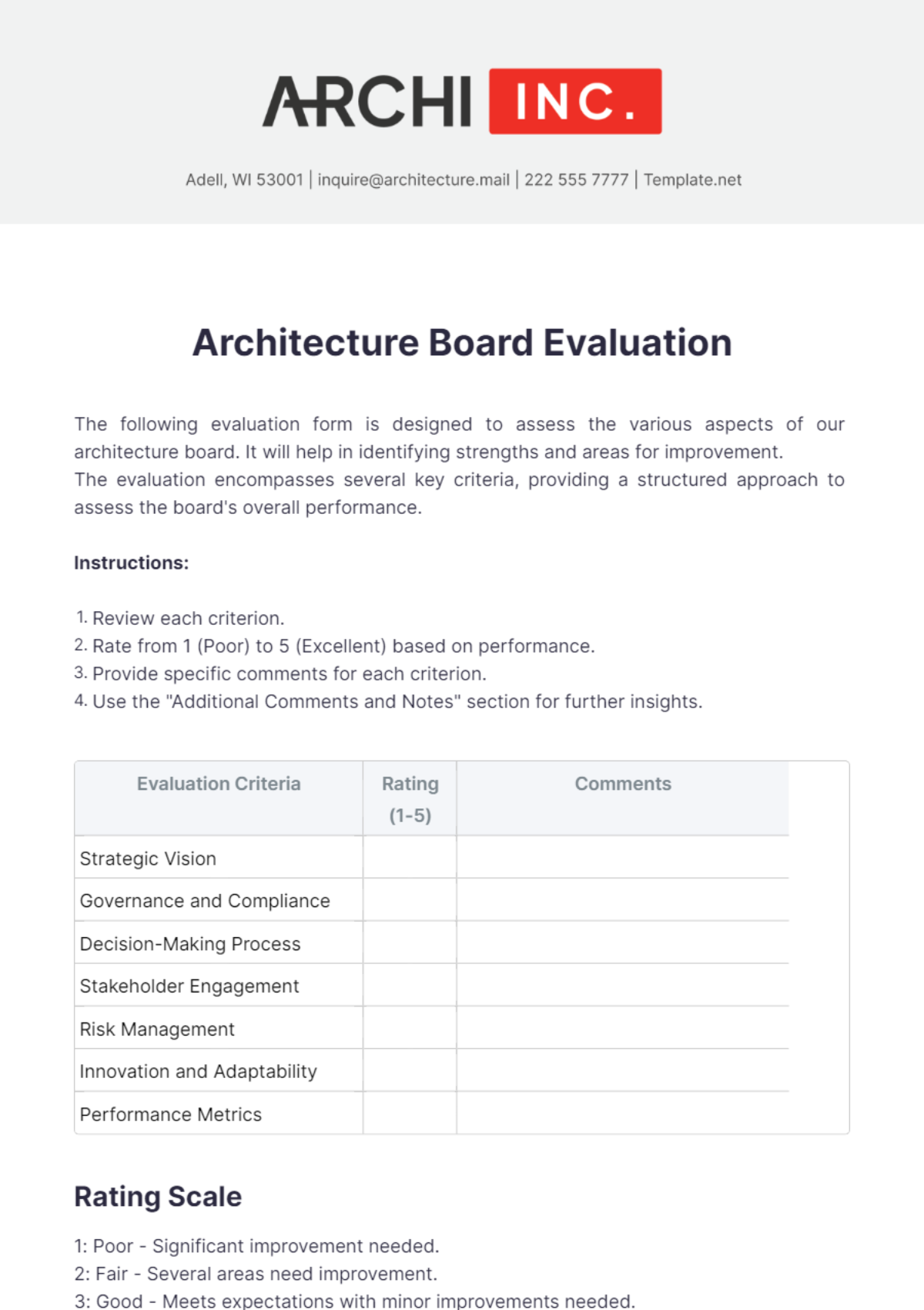 Architecture Board Evaluation Template - Edit Online & Download