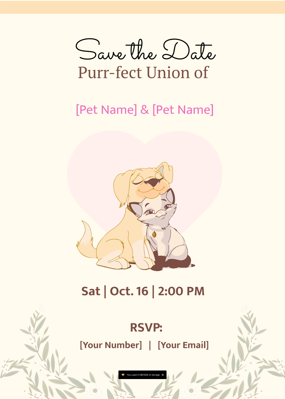 Pet Wedding Save the Date Invitation