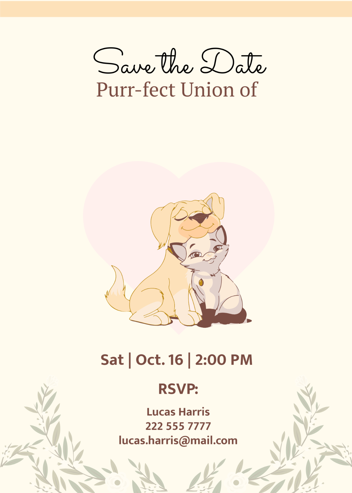 Pet Wedding Save the Date Invitation Template - Edit Online & Download