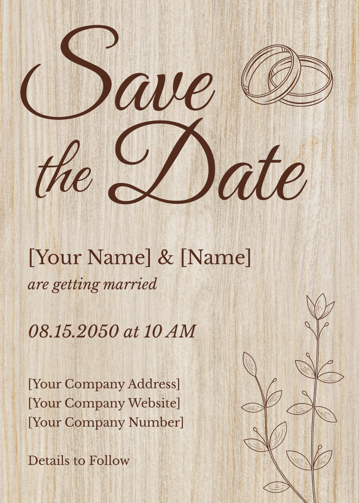 Engraved Save the Date Card