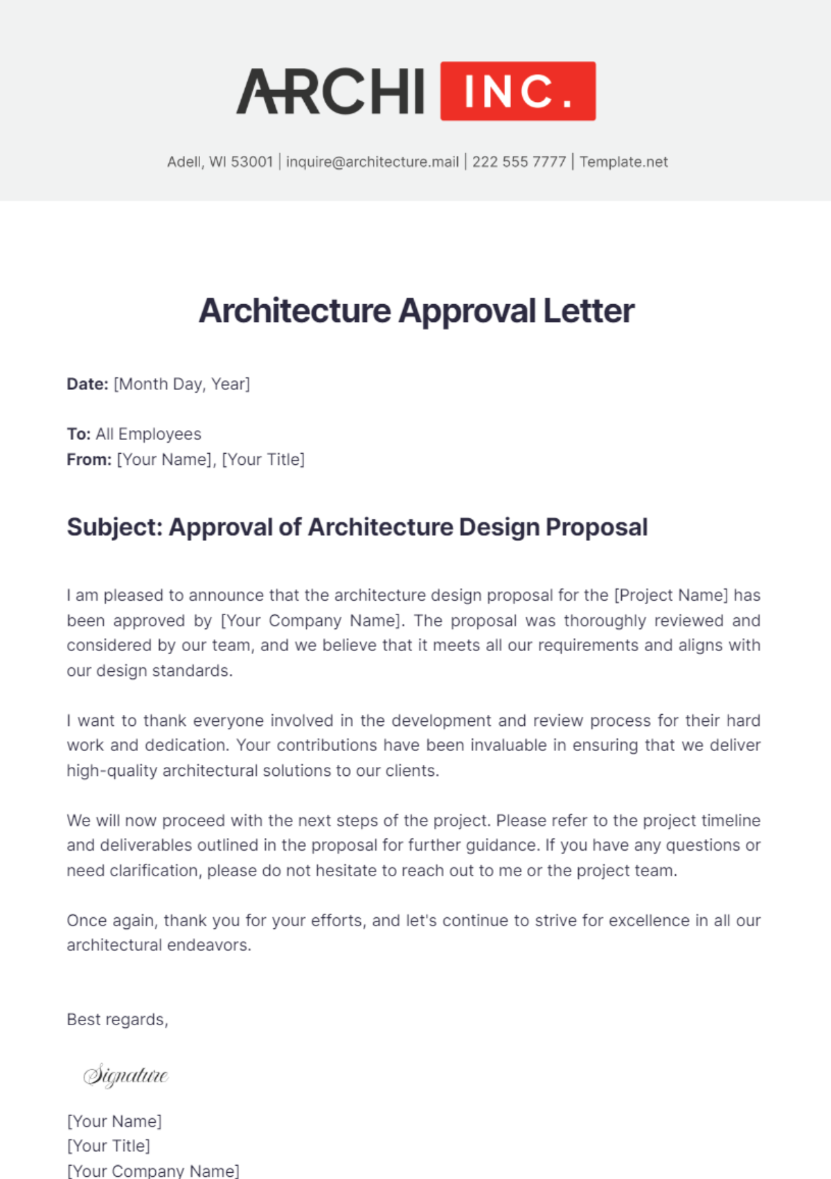 Architecture Approval Letter Template - Edit Online & Download