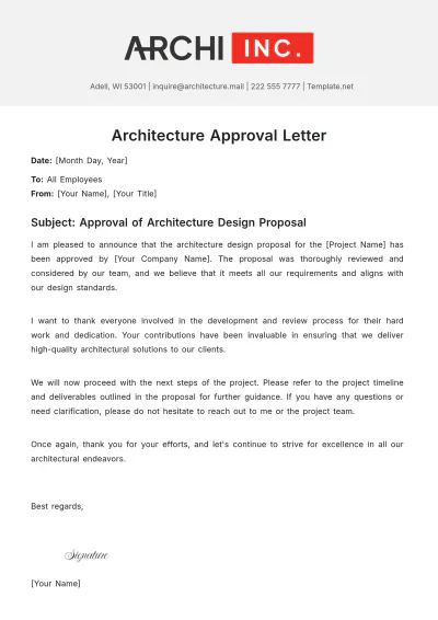 Free Architecture Approval Letter Template to Edit Online
