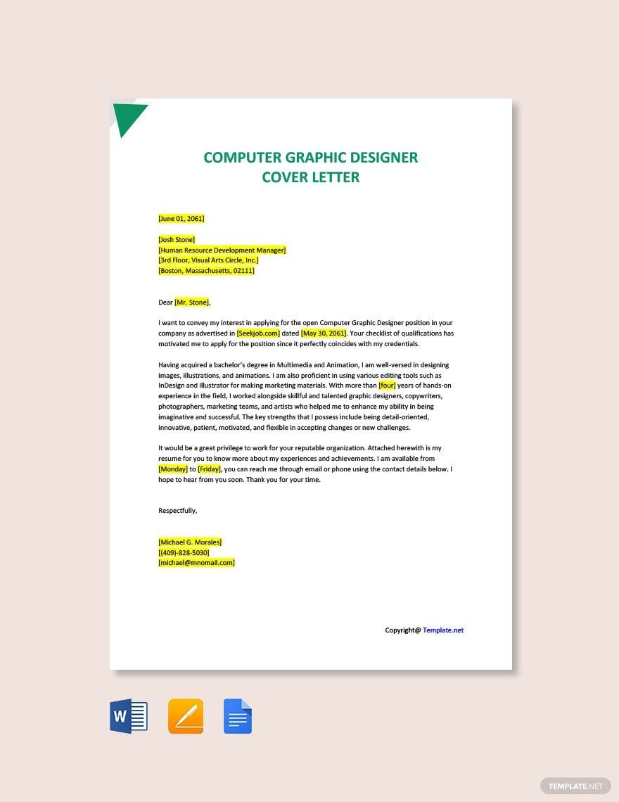 Computer Graphic Designer Cover Letter Template