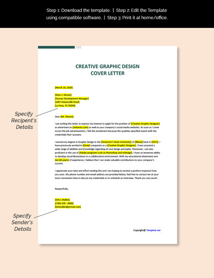 Free Creative Graphic Designer Cover Letter Template - Google Docs ...