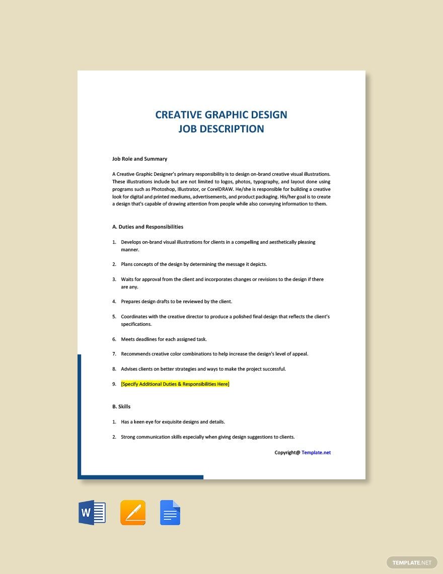 Print Graphic Designer Job Description Template Google Docs Word
