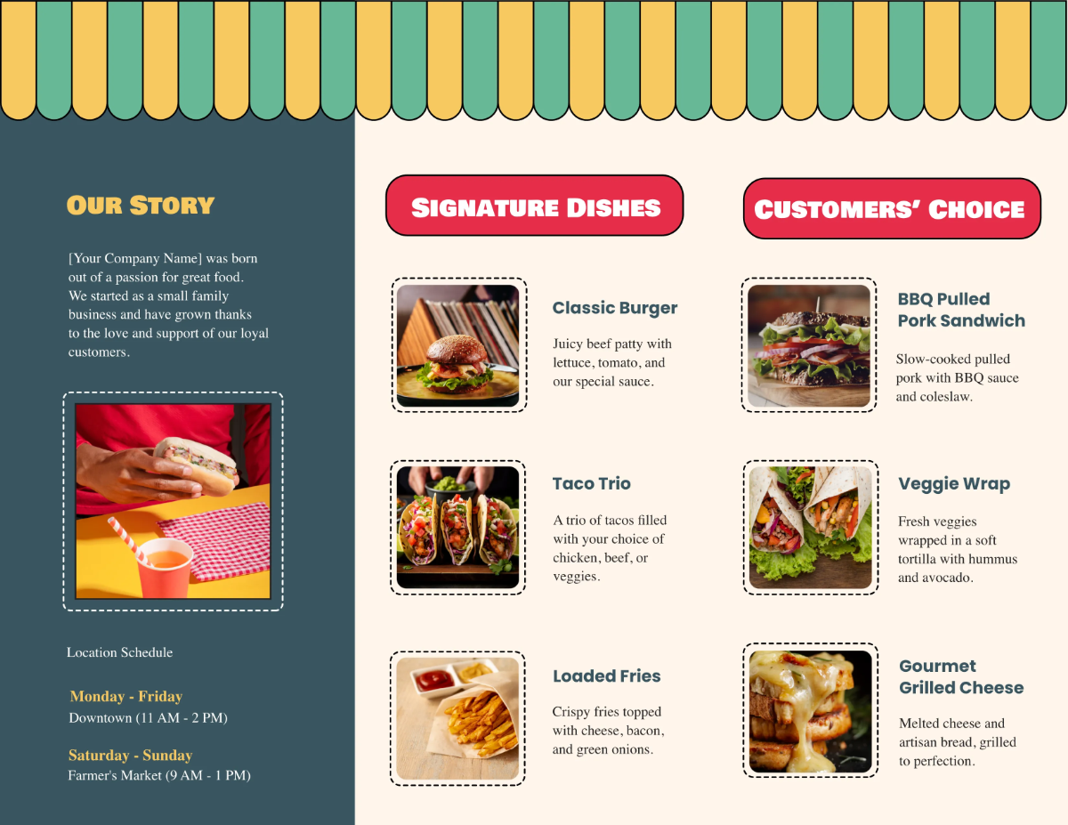 Free Food Truck Brochure Template to Edit Online