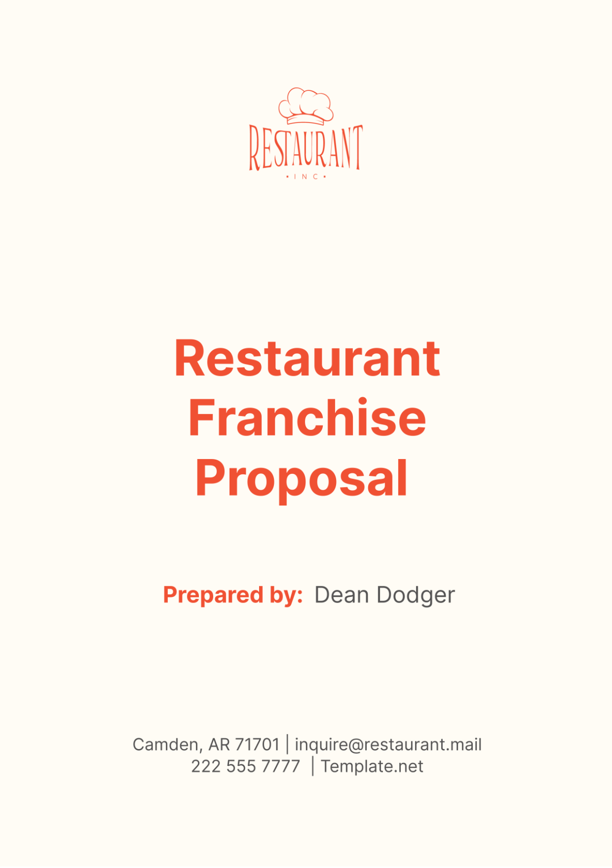 Free Restaurant Franchise Proposal Template