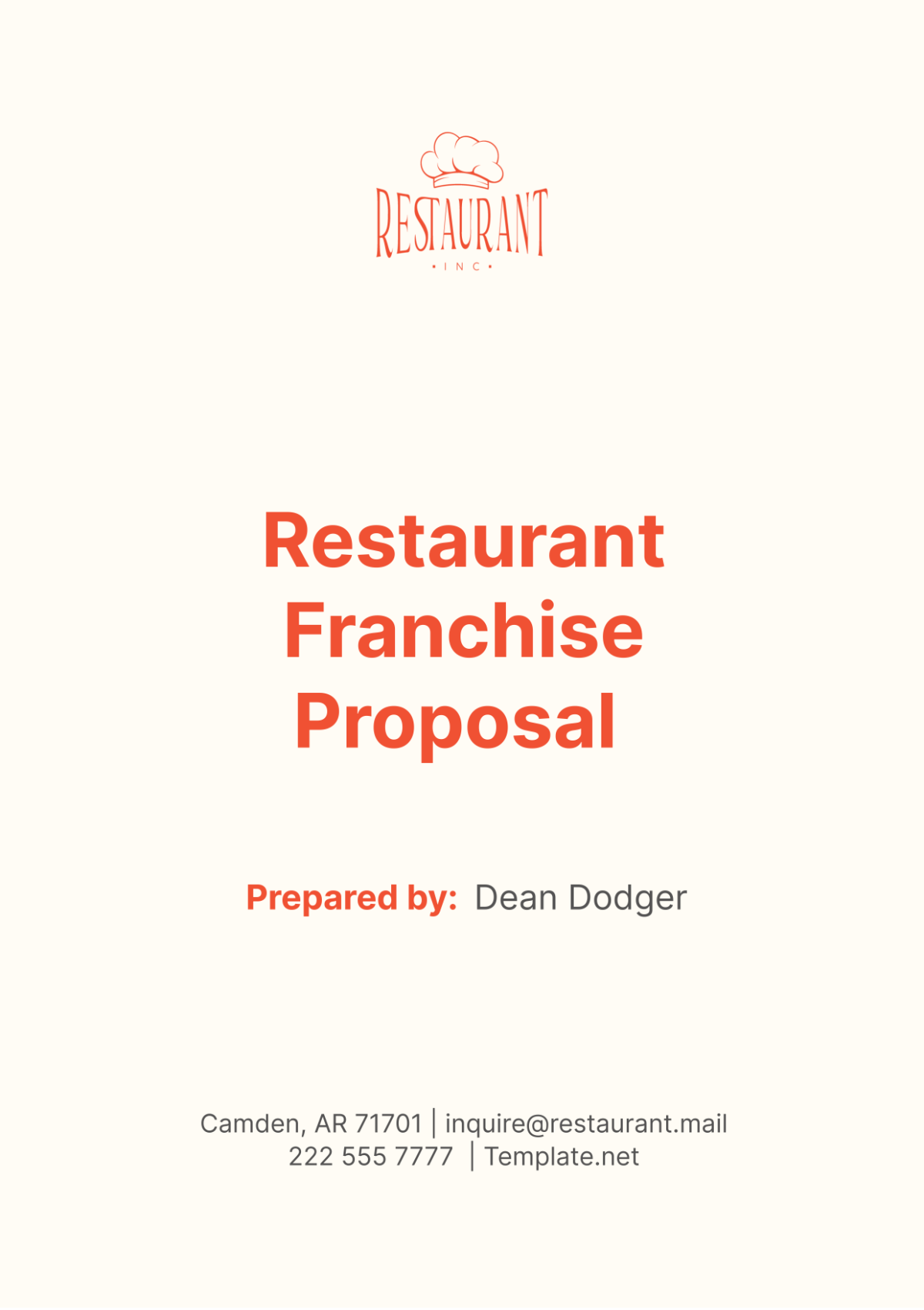 Restaurant Franchise Proposal Template - Edit Online & Download