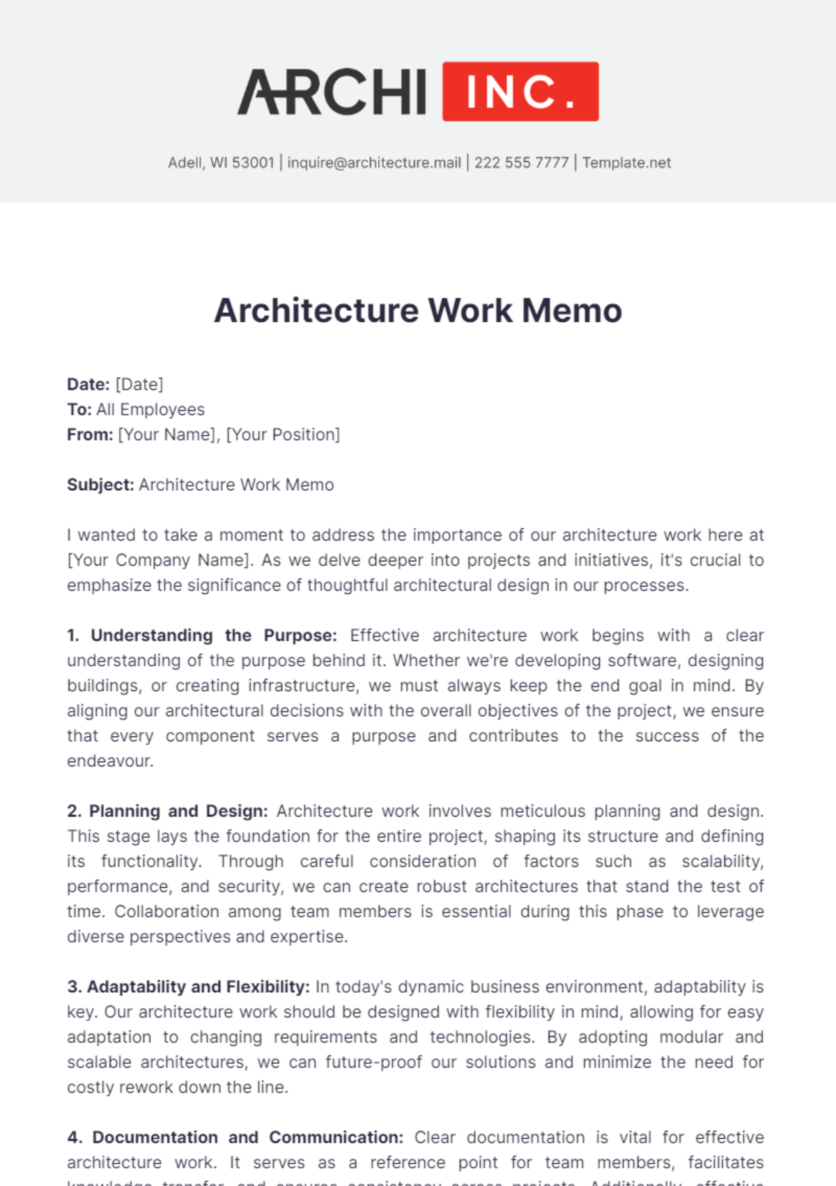 Architecture Work Memo Template - Edit Online & Download