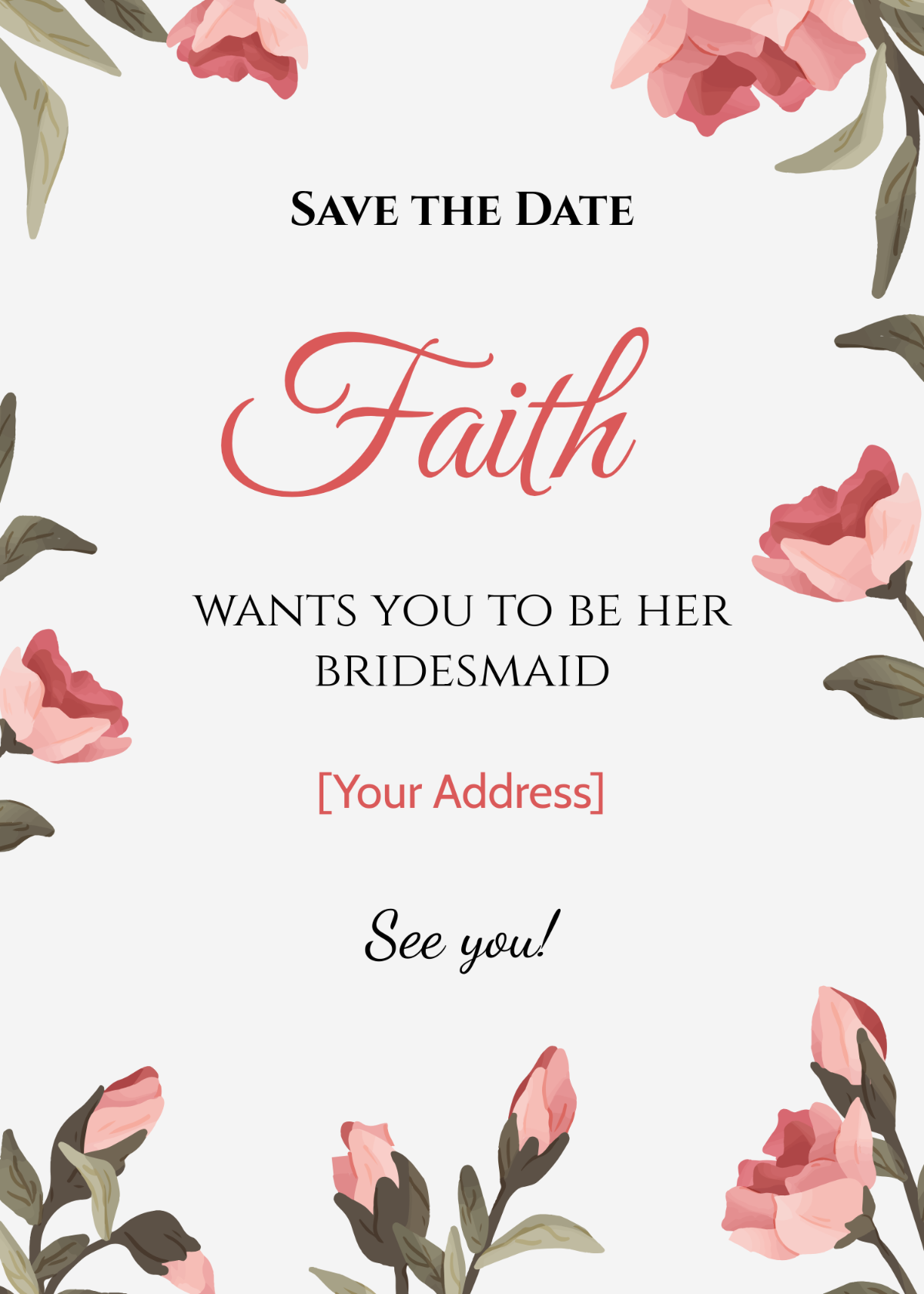 Bridesmaid Save the Date Card