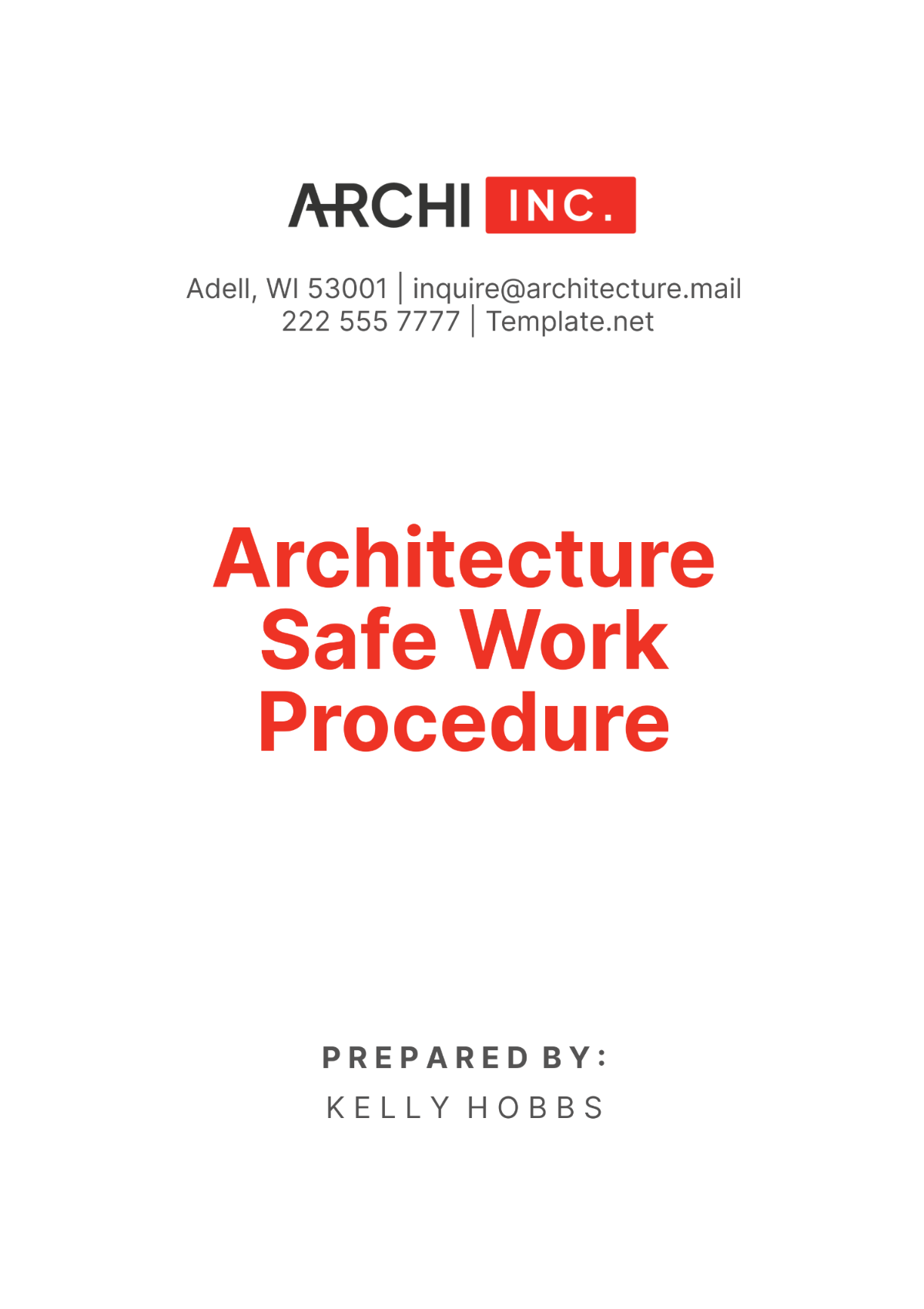 Architecture Safe Work Procedure Template