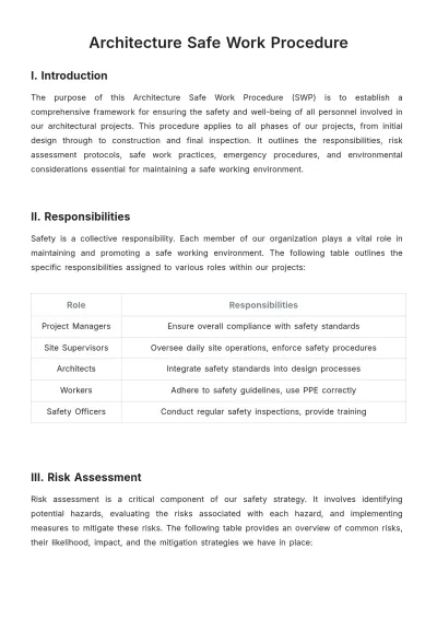 Free Architecture Safe Work Procedure Template to Edit Online