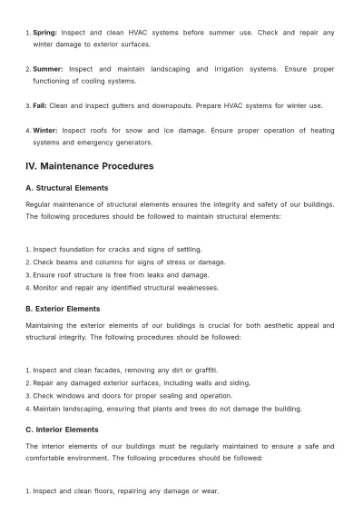 Free Architecture Maintenance Procedure Template to Edit Online