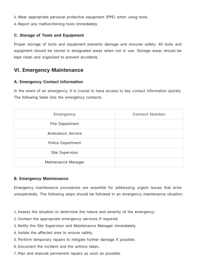 Free Architecture Maintenance Procedure Template to Edit Online