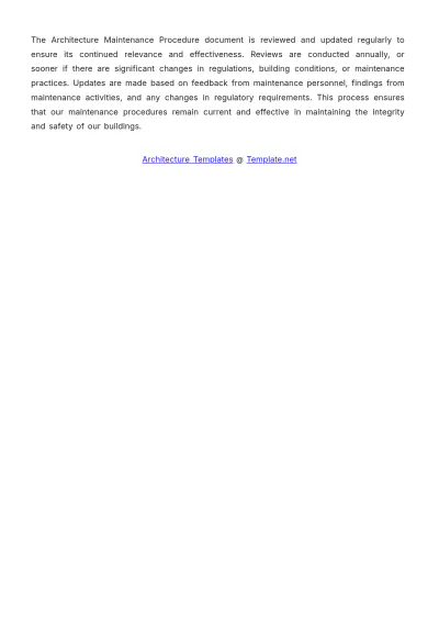 Free Architecture Maintenance Procedure Template to Edit Online