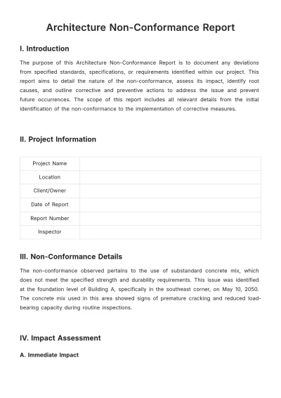 Free Architecture Non-Conformance Report Template to Edit Online