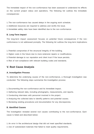 Free Architecture Non-Conformance Report Template to Edit Online