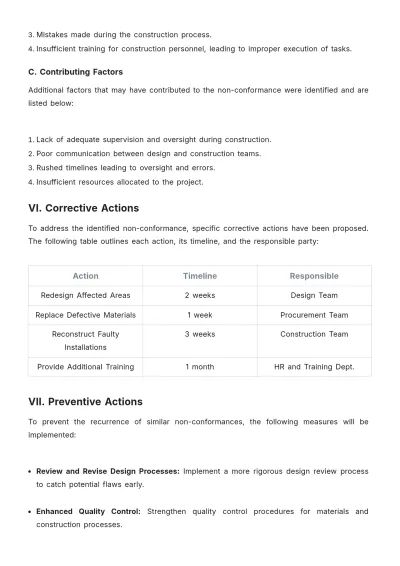 Free Architecture Non-Conformance Report Template to Edit Online