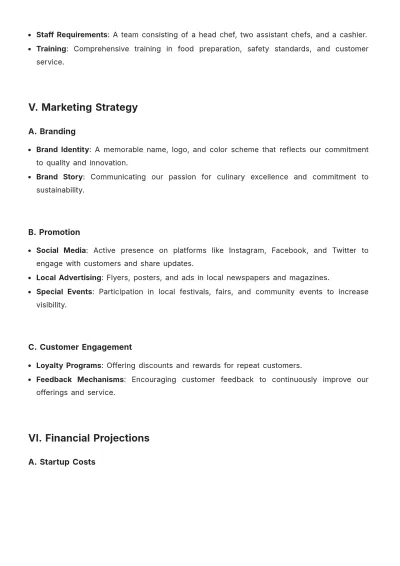 Free Food Truck Operational Plan Template to Edit Online