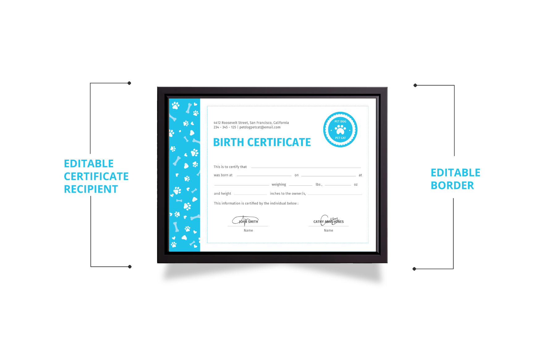 Sample Pet Birth Certificate Template