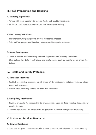 Free Temporary Restaurant Operational Plan Template to Edit Online