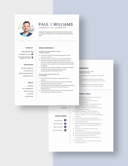 Financial Aid Counselor Resume Download