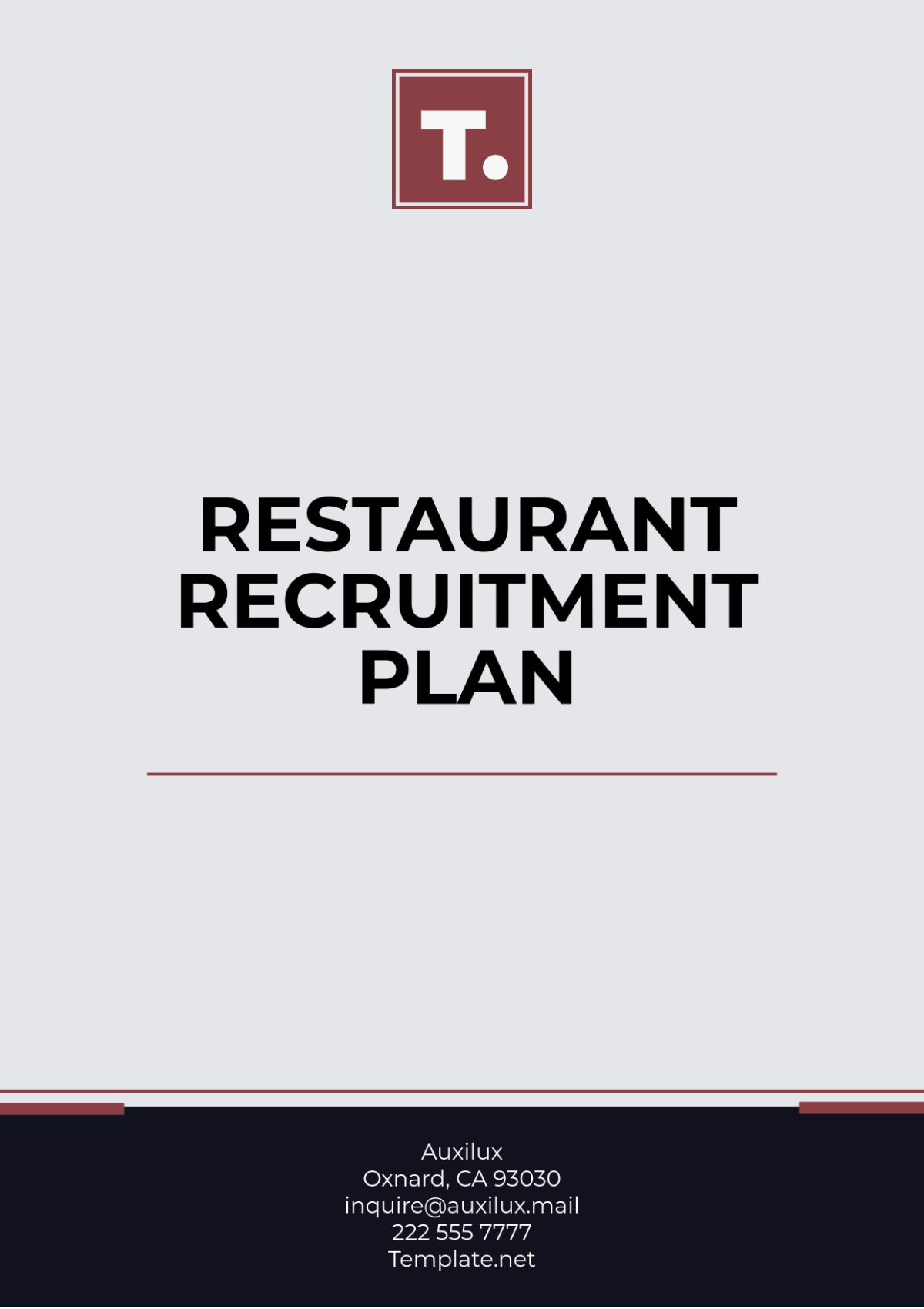 Restaurant Recruitment Plan Template - Edit Online & Download