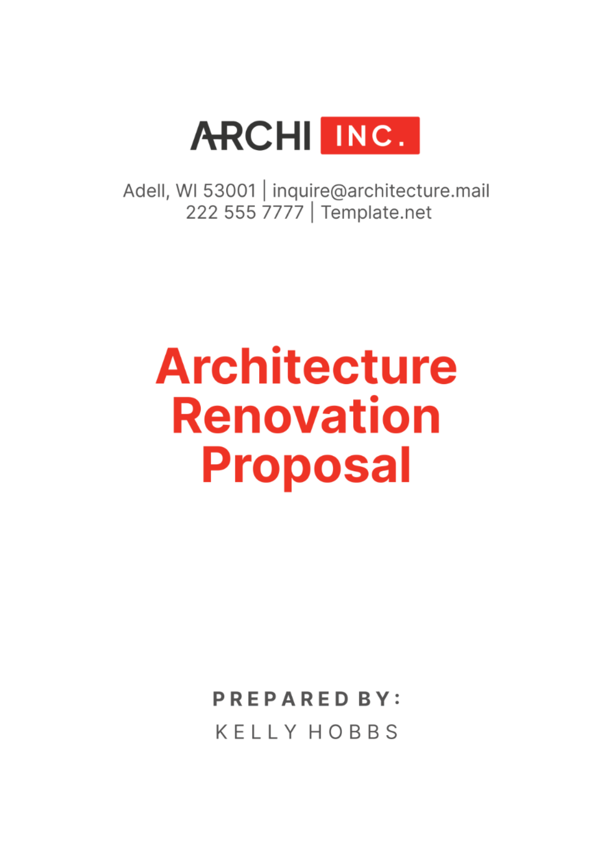 Free Architecture Renovation Proposal Template