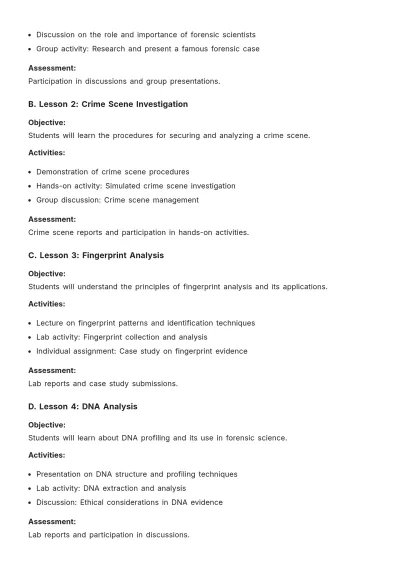 Free Forensic Science Unit Plan Template to Edit Online