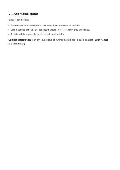 Free Forensic Science Unit Plan Template to Edit Online