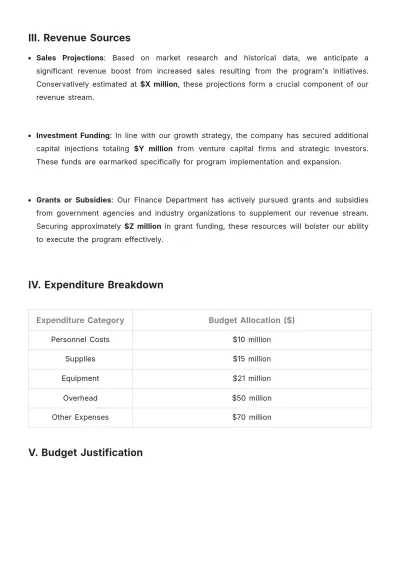 Free Program Budget Plan Template to Edit Online