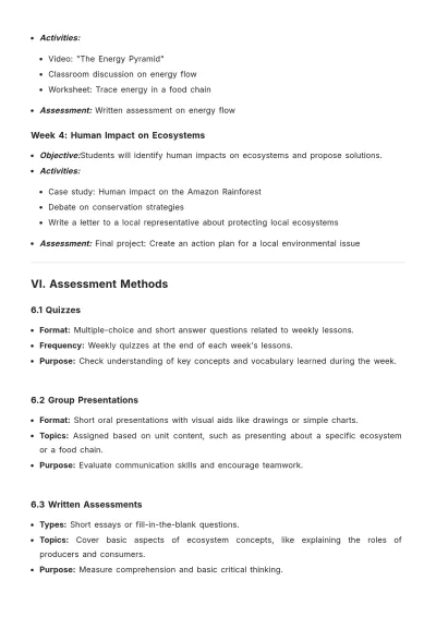 Free Grade Unit Plan Template to Edit Online
