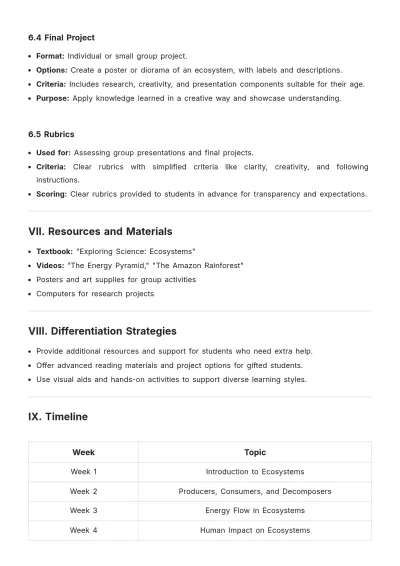 Free Grade Unit Plan Template to Edit Online