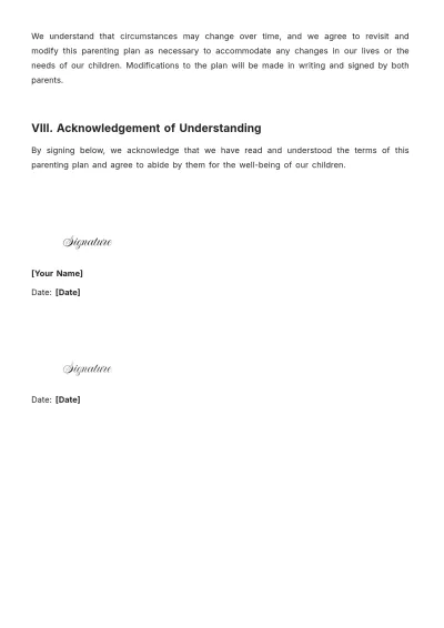 Free Parenting Plan Template to Edit Online