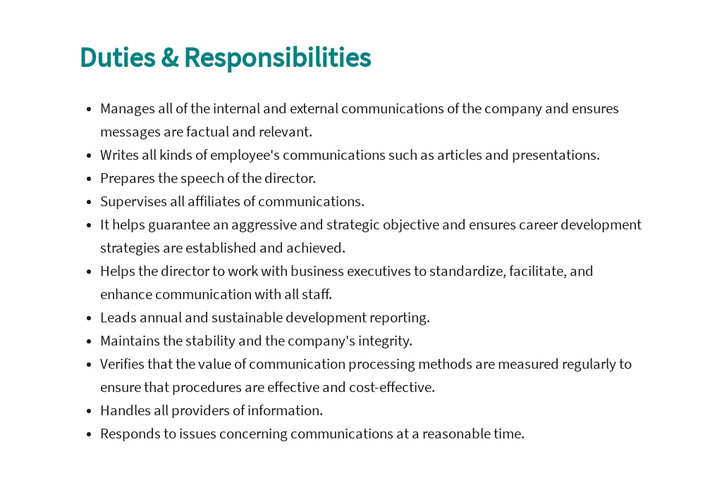 Employee communications job description
