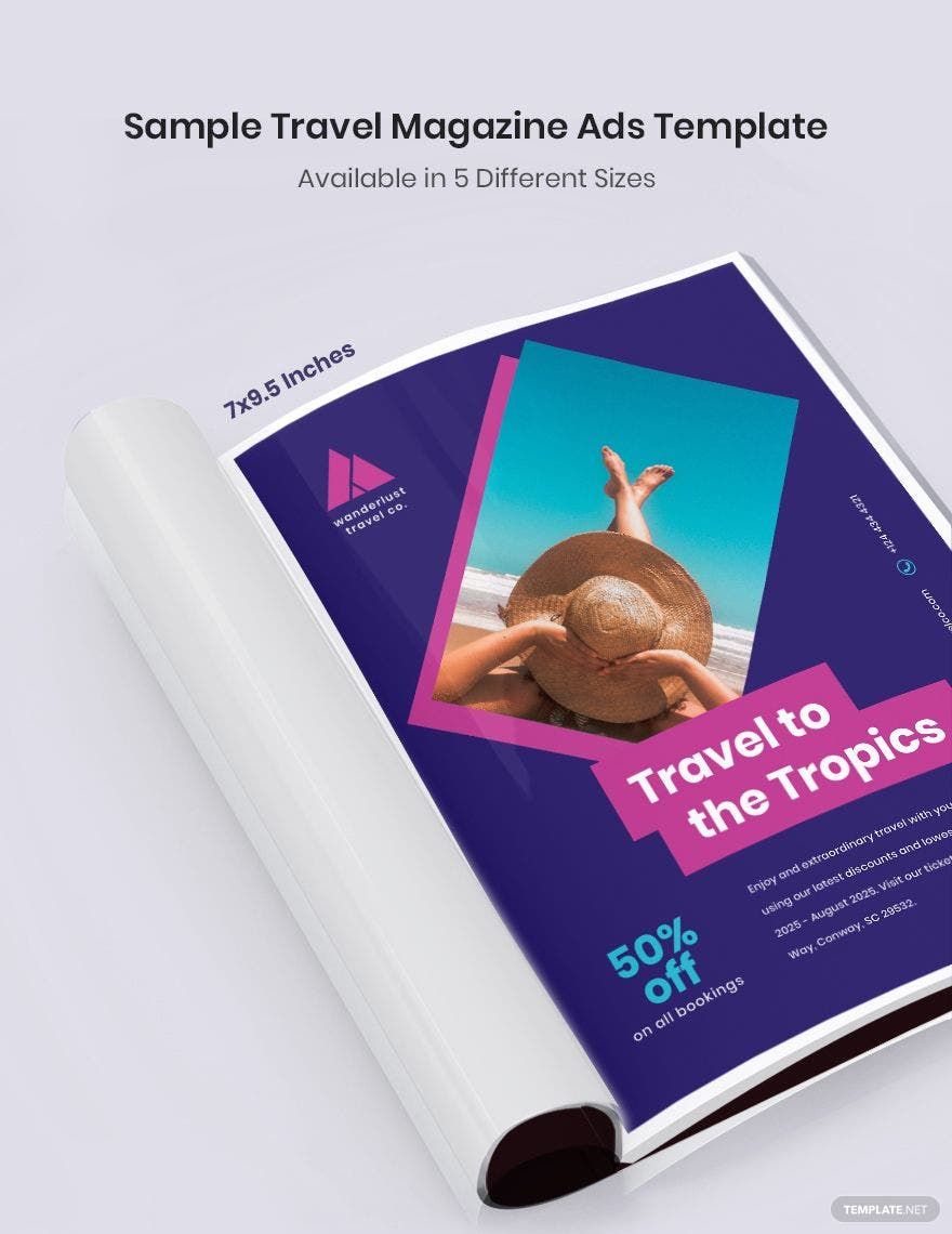 Free Sample Travel Magazine Ads Template
