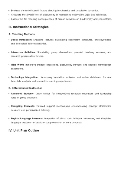 Free High School Unit Plan Template to Edit Online