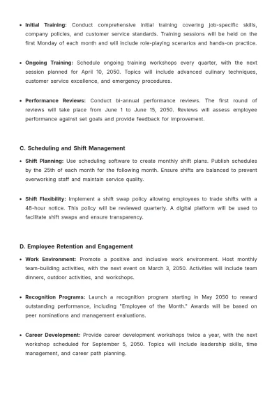 Free Restaurant Operational Plan Template to Edit Online