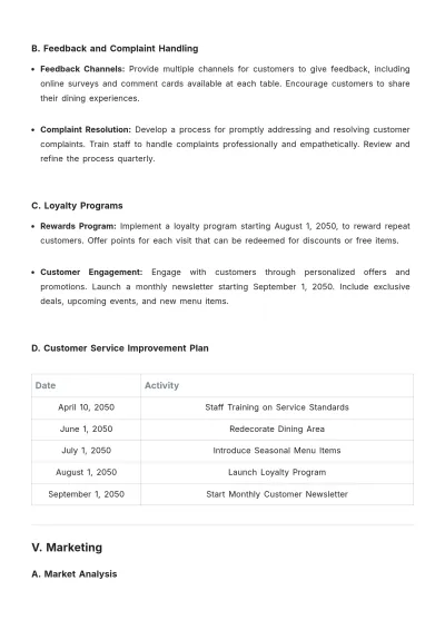 Free Restaurant Operational Plan Template to Edit Online