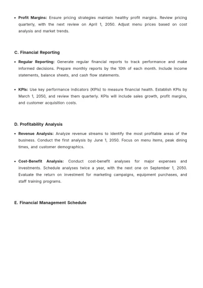 Free Restaurant Operational Plan Template to Edit Online