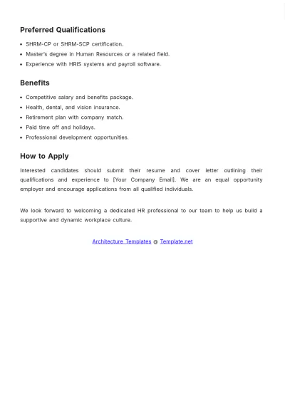 Free Architecture HR Job Description Template to Edit Online