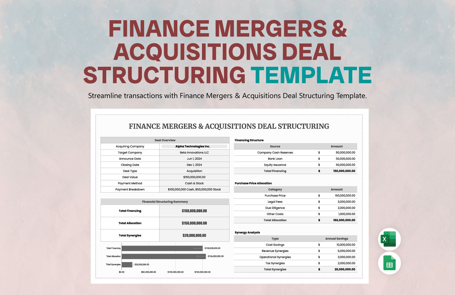 Finance Mergers & Acquisitions Deal Structuring Template