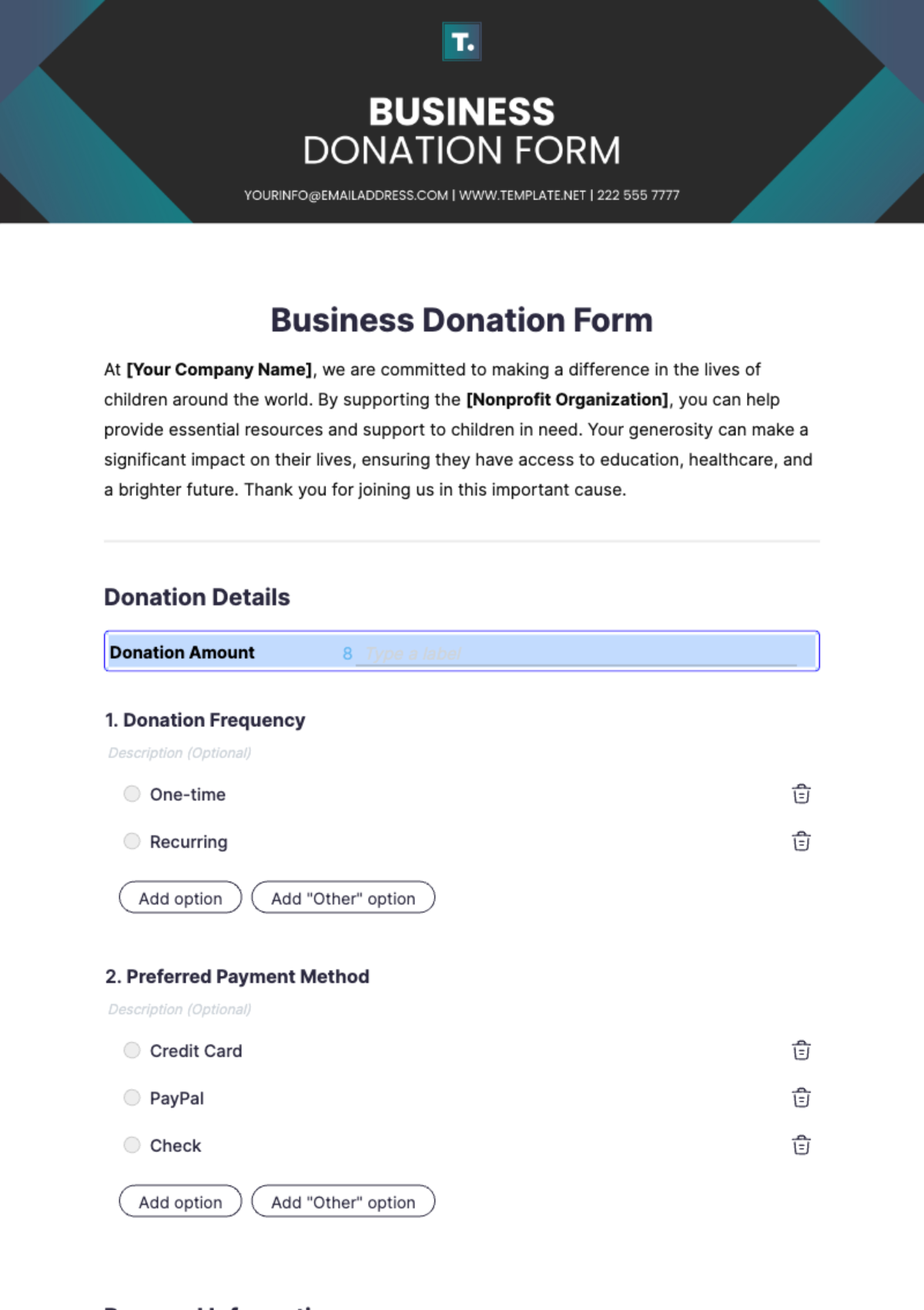 Business Donation Form Template - Edit Online & Download